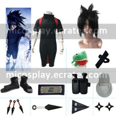 Naruto Uchiha Sasuke Halloween Cosplay Costume 2 Naruto set with wig