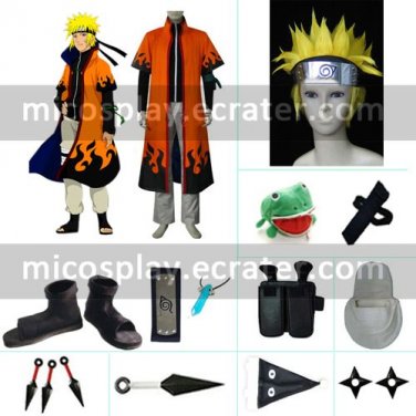 Naruto Uzumaki 6th Hokage Halloween Cosplay Costume Naruto set with wig