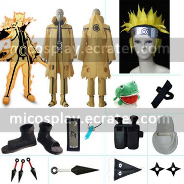 Naruto Uzumaki Naruto Nine-Tails Bijuu Mode costume set with wig