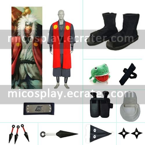 Jiraiya red Halloween Cosplay Costume 2 from Naruto