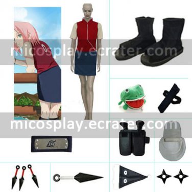 Shippuden Sakura Haruno Casual Halloween Cosplay Costume set from Naruto