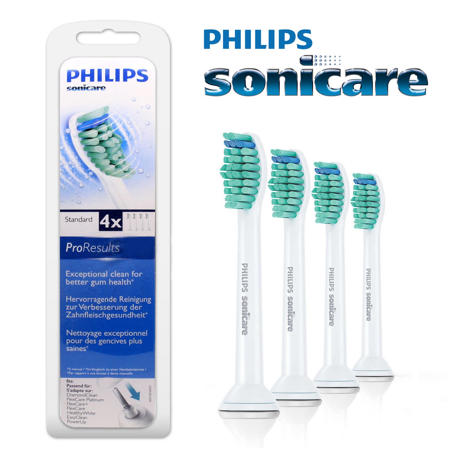 4 x Philips Sonicare ProResults Standard Electric Toothbrush Heads HX6014