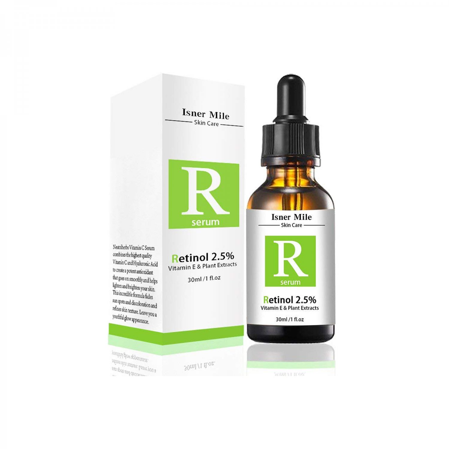 Isner Mile Retinol 2.5% Vitamin C Face Serum Anti Wrinkle Acne Scar Blemish 30ml