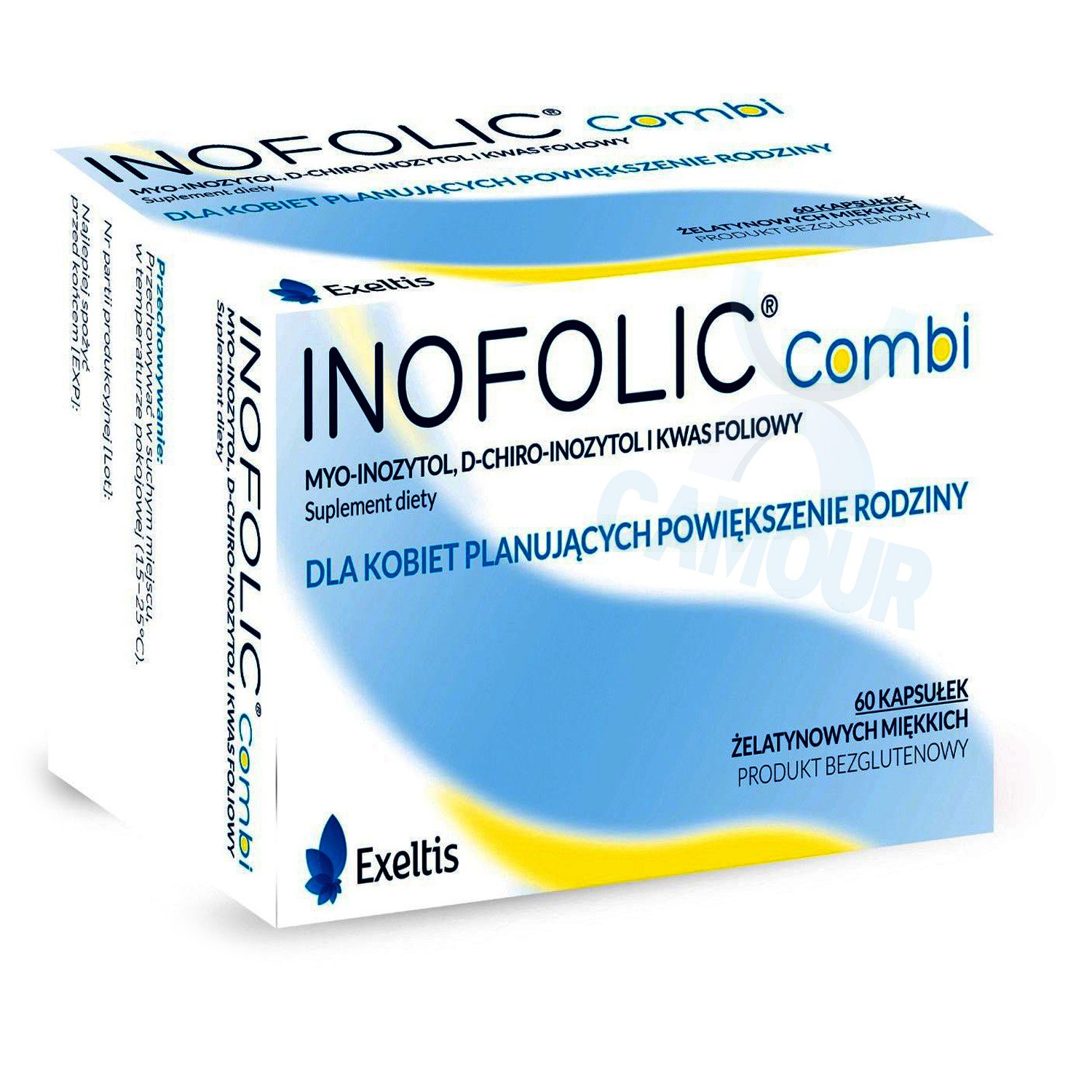 Exeltis Inofolic Combi Pregnancy Ovulation PCOS Folic Acid Treatment 60 Capsules