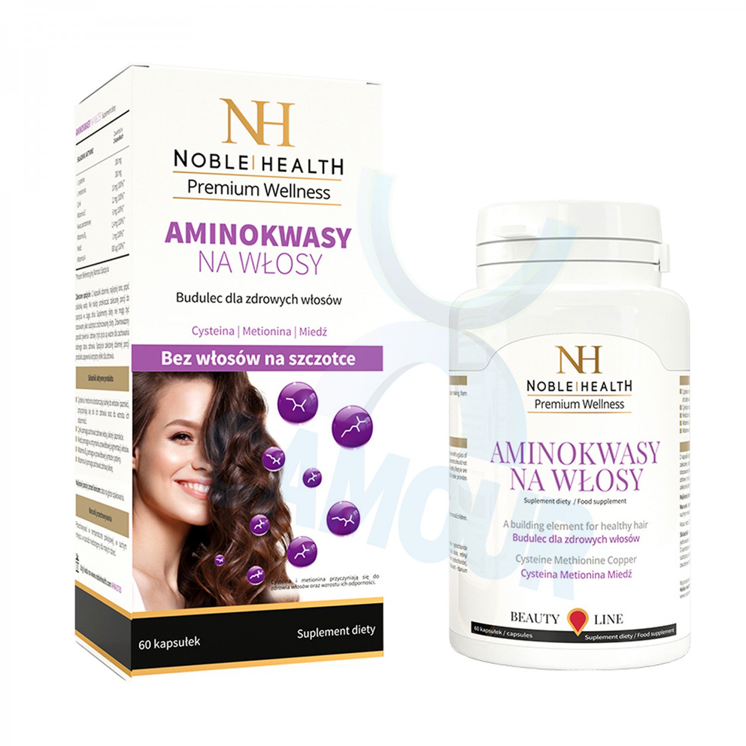 Noble Health Amino Acids for Hair Food Supplement Vitamin A E B6 Zinc Aminokwasy