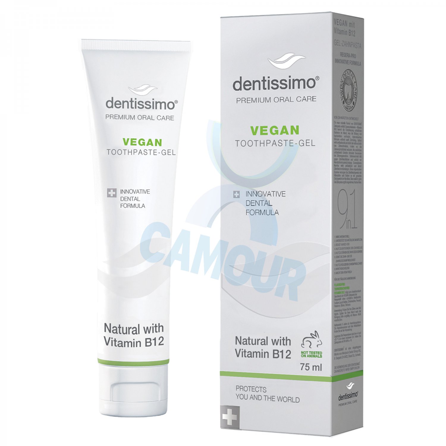Dentissimo 9 in 1 Vegan Organic Natural Toothpaste Gel with Vitamin B12 75ml