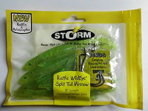 Storm Wildeye Jerkin' Minnow Soft Baits Split Tail Lures Chart/Silv 5 NEW