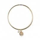 Star's Dazzle White Cultured Pearl and Pink Flower Bangle Bracelet