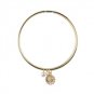 Star's Dazzle White Cultured Pearl and Pink Flower Bangle Bracelet
