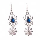 Star's Dazzle Spider with Simulated Sapphire Dangle Earrings