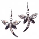 Star's Dazzle Clear Gemstone Drangnfly Dangle Earrings