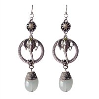 Star's Dazzle Elephant Head and Double Drop Dangle Earrings