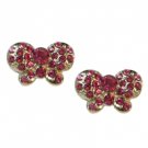 Star's Dazzle Hot Pink Rhinestone Butterfly Stud Earrings