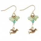 Star's Dazzle Cute Bird with Simulated Light Green Crystal Dangle Earrings
