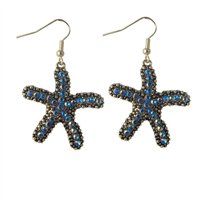 Star's Dazzle Simulated Opal Gem Starfish Dangle Earrings