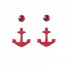 Star's Dazzle Red Anchor and Simulated Ruby Stud Earrings