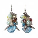Star's Dazzle Mixed Gemstone and Pearl Ocean Dangle Earrings