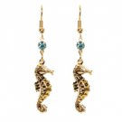 Star's Dazzle Seahorse Emrald Cubic Dangle Earrings