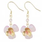 Star's Dazzle 3 Leaf Flower Dangle Stud Earrings