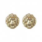 Star's Dazzle Gold Tone Lion Head Dangle Earrings