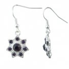 Star's Dazzle Silver Tone Star Shape Purple Cubic Earrings