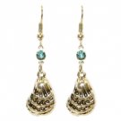 Star's Dazzle Gold tone Oystershell  with Cubic Dangle Earrings