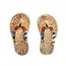 Star's Dazzle Gold Tone Color Cubic Flip Flop Earrings