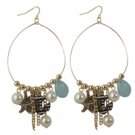 Star's Dazzle Nautical Inspired Pearl Starfish Anchor Dangling Earrings