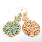 Star's Dazzle Colored 3 circle Filigree Dangle Earrings
