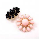 Star's Dazzle Flower Shape Rhinestones Accents Stud Earrings