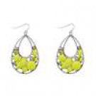 Star's Dazzle Crystal and Yellow Stones on Teardrop Shape Dangle Earrings