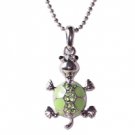 Star's Dazzle Creen Crystal Cute Little Turtle Pendant Necklace