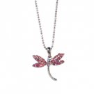 Star's Dazzle Pink Crystal Dragonfly Pendant Necklace