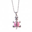 Star's Dazzle Pink Crystal Cute Little Turtle Pendant Necklace