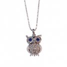 Star's Dazzle Blue Gem Owl Pendant Necklace
