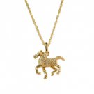 Star's Dazzle Goldtone Clear Crystal Horse Pendant Necklace