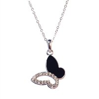 Star's Dazzle Clear Crystal and Black Wig Pendant Necklace