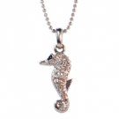 Star's Dazzle Silver Tone Cubic Zirconia Seahorse Pendant Necklace