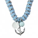 Star's Dazzle Nautical Inspired Silvertone Anchor Ring Chain Pendant Necklace