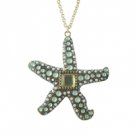 Star's Dazzle Pearl and Square Cubic Starfish Pendat Necklace