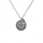 Star's Dazzle MAMA on Silver Tone Round Plate with Green Crystal Pendant Necklace