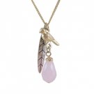 Star's Dazzle Leaf Bird Crystal Pendant Necklace