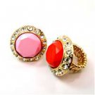 Star's Dazzle Gold Tone and Colored Coral Stretchable Ring