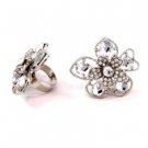 Star's Dazzle Clear Crystal and Rhinestone on 5 Leaf Flower Ring