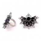 Star's Dazzle Rhinestones and Black Crystal on folding fan shape Ring