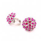 Star's Dazzle Silver Tone hemisphere shape with Pink Rhinestone Ring