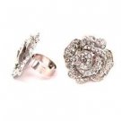 Star's Dazzle Silvertone Multi Leaf Rhinstone Ring