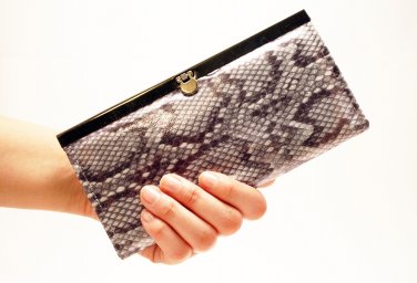 Snake Skin Clutch Wallet - Silver