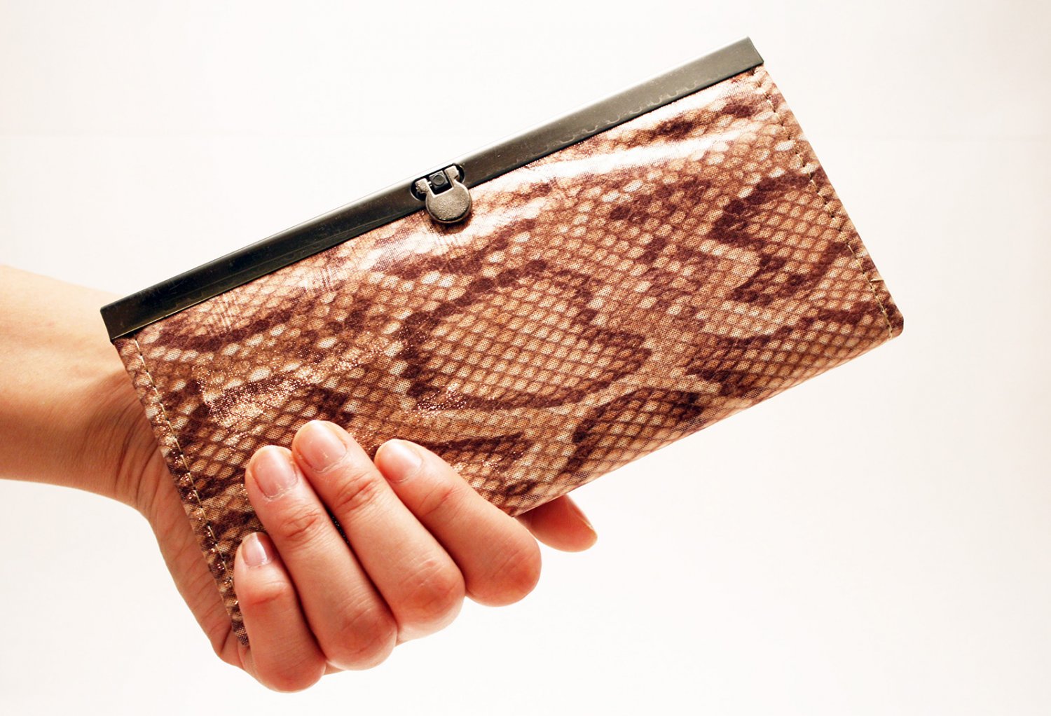 Snake Skin Clutch Wallet - Bronze
