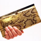 Snake Skin Clutch Wallet - Gold